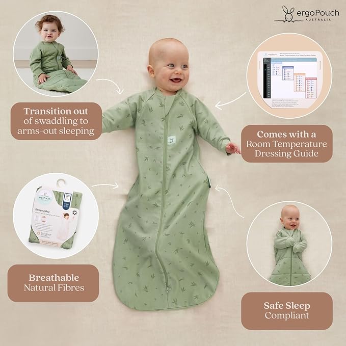 ergoPouch Jersey Sleeping Bag 1.0 TOG – Arms-Out Baby Sleep Sack, Ideal Transition from Swaddling, Slim Fit Keeps Baby Secure & Comfortable, Soft Breathable Fabric (8-24 Months, Daisies)