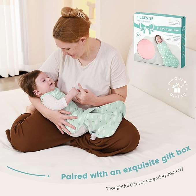 LILBESTIE Baby Swaddle Sleep Sack, 1.0 Tog New-Parent-Friendly Swaddle for Newborns & infant 6-12 Months Baby Wearable Blanket Reduce Startle Reflex, Newborn Boys Girls Registry Essentials