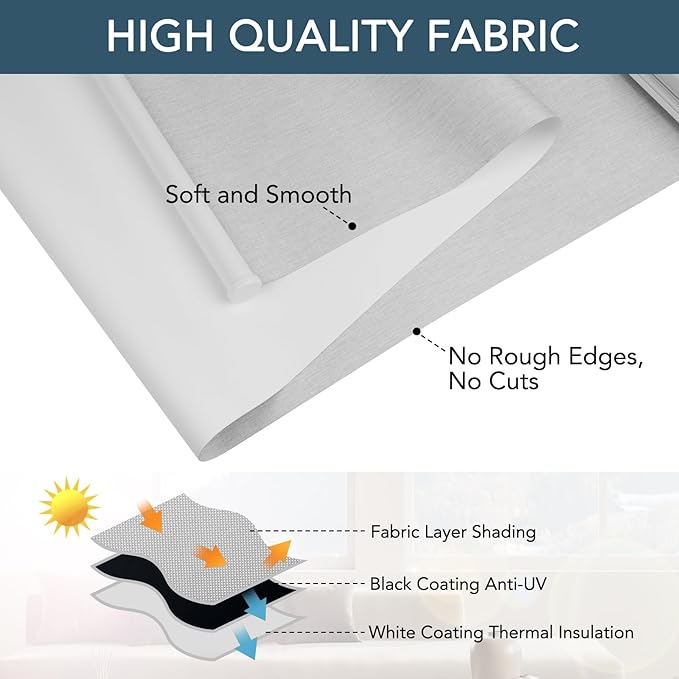 Roller Window Shades Free-Stop Cordless Blackout Blinds, Thermal Insulated Pull Down Shades for Windows, UV Protection Fabric Roller Blinds for Home Office (69.5" Wx72 H, Grey)
