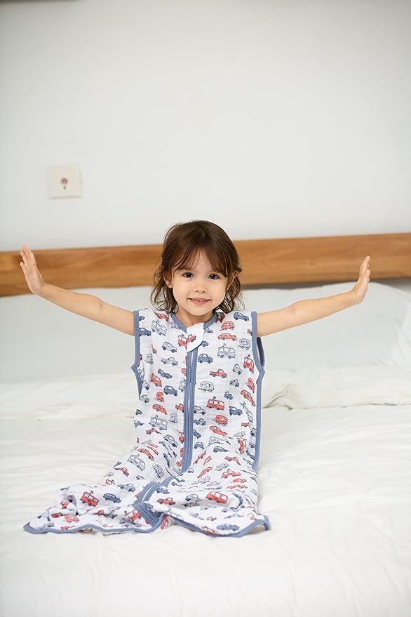 TADO MUSLIN Baby Sleep Sack 2-4 T Baby Wearable Blanket 100% Organic Cotton 0.5 TOG Toddler Sleep Sacks 2- Way Zipper Soft 4 Layers Muslin 2T 3T 4T Car