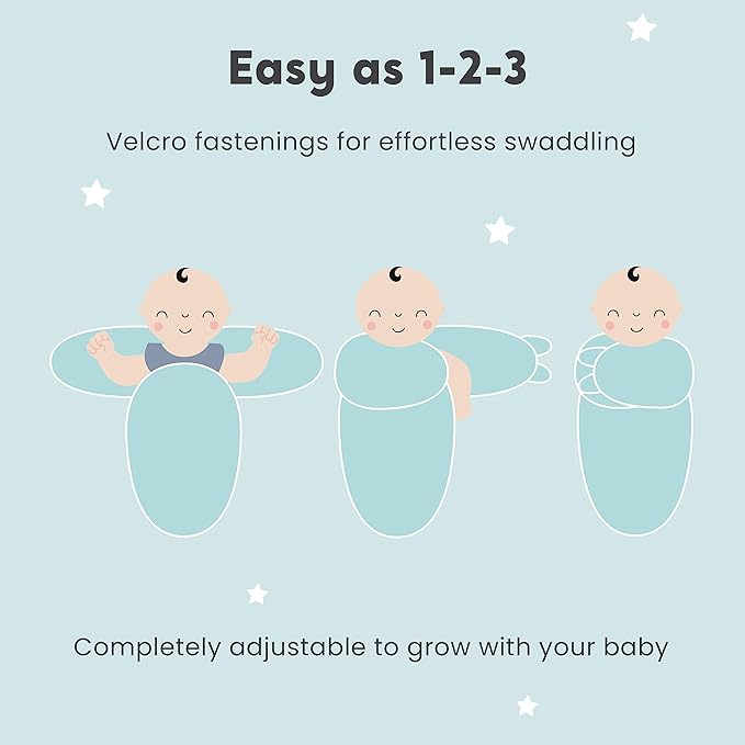 CuddleBug Swaddles for Newborns (3-Pack) - 100% Cotton Velcro Baby Swaddles 0-3 Months, Machine Washable Newborn Sleep Sacks, Snug Baby Swaddle Blanket (Spots & Stripes)