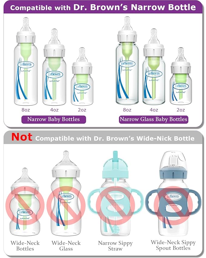 Silicone Nipple for Dr. Brown's Narrow Baby Bottle,Level 2 Bottle Nippls, Medium Flow, 3m+, 6 Count