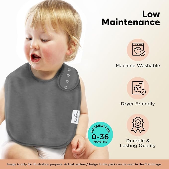 KiddyStar Organic Cotton Baby Bibs for Boys & Girls – Soft, Absorbent Teething & Drool Bibs - Adjustable Snaps for Toddlers