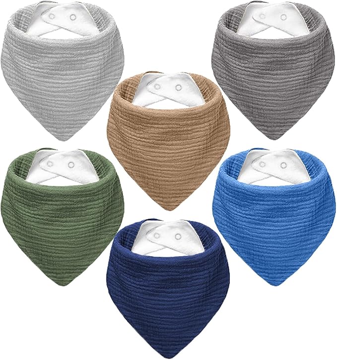 NISXABEBE Muslin Baby Bibs,Soft Triangular Baby Bandana Drool Bibs for Baby Boy Girl,Solid Colors Bib for Drooling Teething
