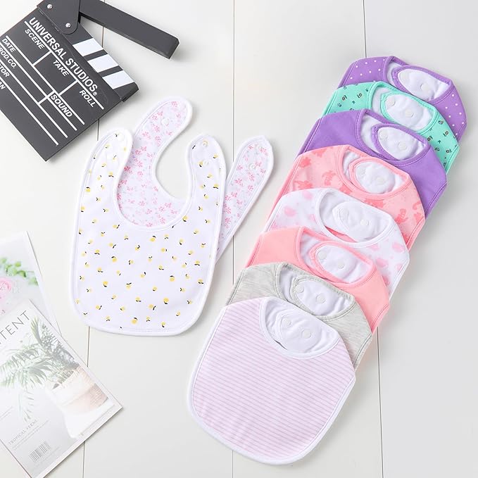 Hakochia Waterproof Baby Bibs Organic Cotton Super Soft and Absorbent With Adjustable Snap for Baby Boys and Girls