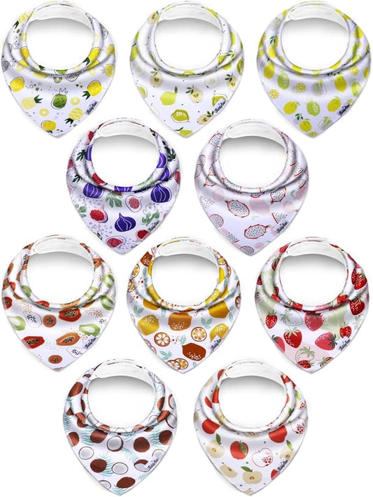 KiddyStar Organic Cotton Baby Bibs for Boys & Girls – Soft, Absorbent Teething & Drool Bibs - Adjustable Snaps for Toddlers
