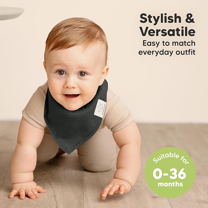 KeaBabies 8-Pack Organic Baby Bandana Bibs for Boys, Girls - Super Absorbent Triangle Baby Bibs for Drooling and Teething Infant, 100% Cotton Extra Soft for Newborn, Infant 0-36 Months (Hunter)