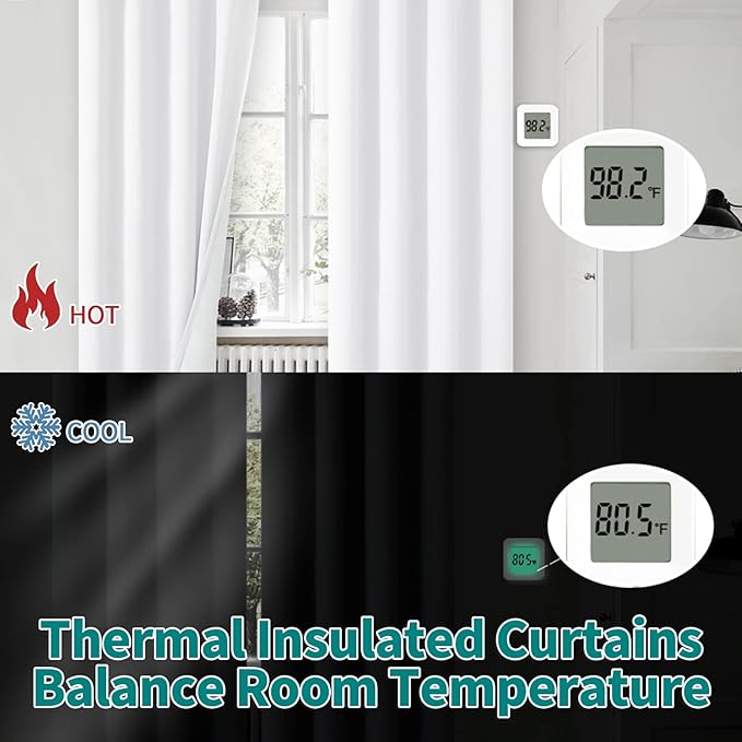 BGment White Blackout Curtains for Bedroom 45 Inch Length 2 Panels Set, Thermal Insulated Bedroom Curtains Soundproof Room Darkening Window Curtain Drapes, Each Grommet Curtains 52 Inch Wide