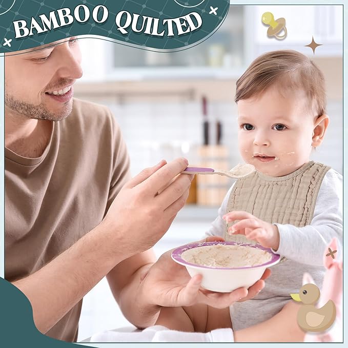 Frienda 6 Pcs Muslin Bibs Burp Cloths for Baby Teething Bandana Bibs 6 Absorbent Layer for Baby Boy Girl Cotton Burping Cloth(Classic Color)