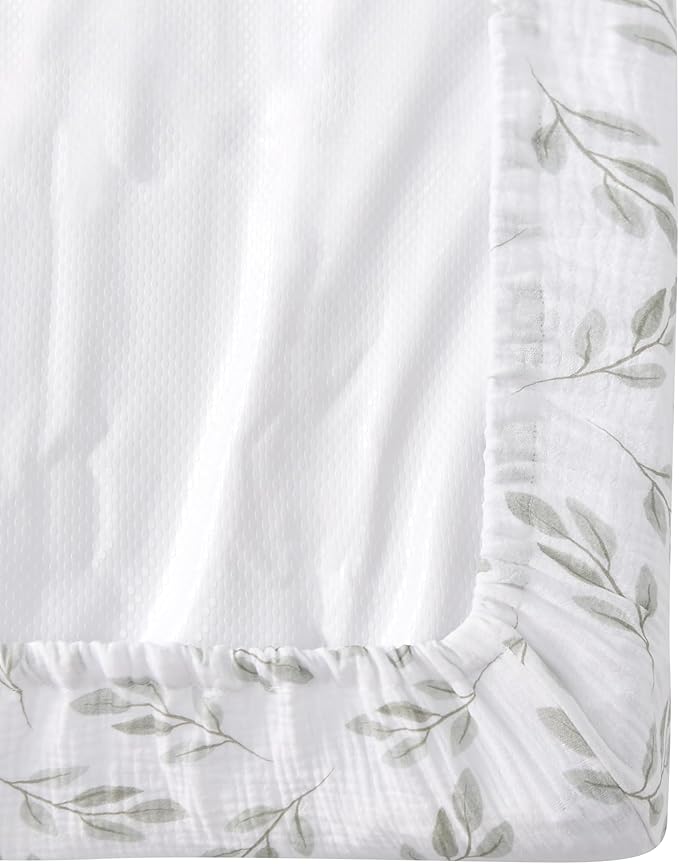 Changing Pad Cover for Baby Girls Boys - 100% Organic Cotton Muslin Changing Pad Sheets with Secure 360° Elastic Fit, Ultra-Soft for Delicate Skin, 2 Pack