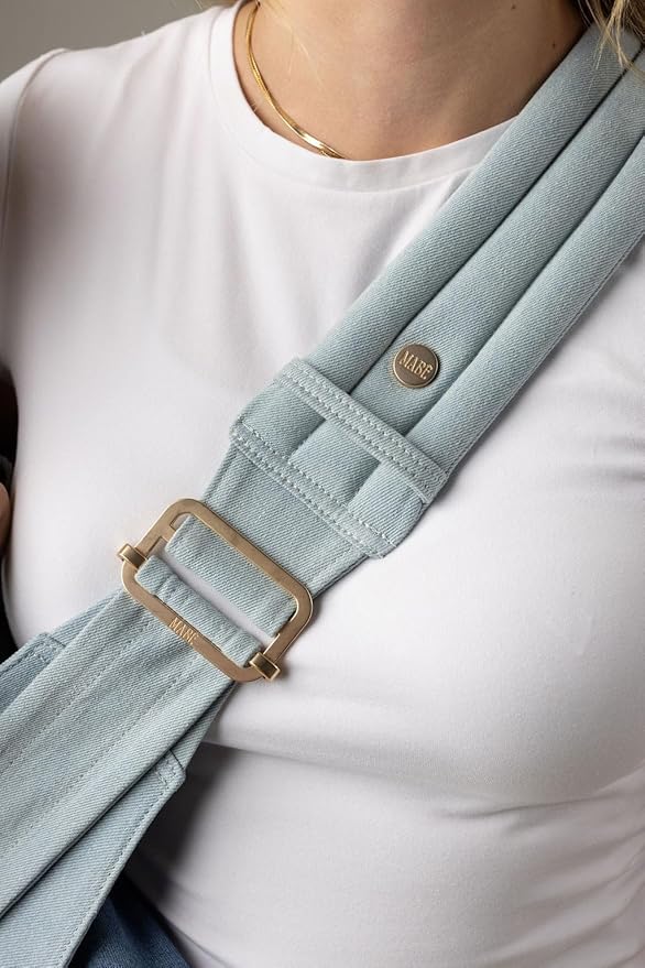 Mabē Monarch Toddler Sling Carrier – Ergonomic Hip Carry Support for Toddlers – Adjustable and Breathable Sling for Easy Up/Down & Comfortable Holding (16–45 lbs, Denim)