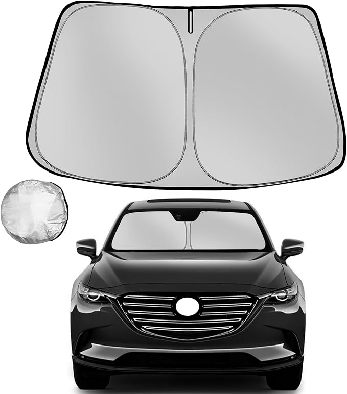 Windshield Sun Shade for 2016-2025 Mazda CX9 CX-9 Foldable Sun Sunshade for Car Front Window Blocks UV Rays and Heat Automotive Interior Protector Custom Fit Accessories