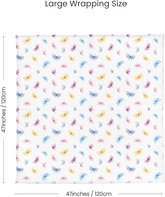 Muslin Swaddle Blankets, Soft Breathable Cozy Baby Blankets for Newborn Boys and Girls, 47” X 47“, 2 Pack Receiving Swaddles, 70% Viscose from Bamboo 30% Cotton (Garden Grace)