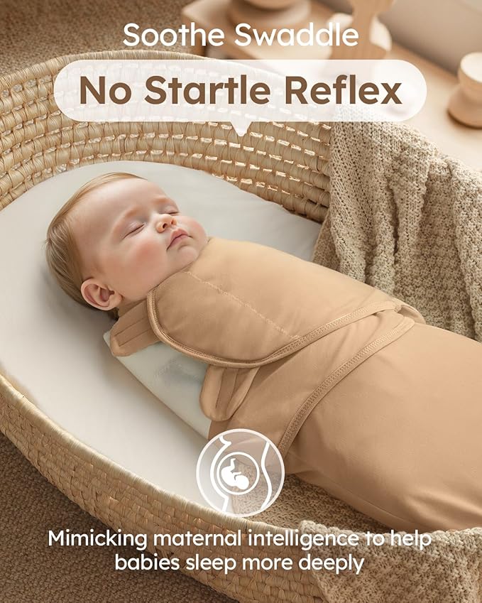Yoofoss Baby Swaddle for Newborns 0–3 Months, Adjustable Soft & Breathable Swaddles,Noiseless Closure Swaddle Sleep Sack, Durable & Snug Fit