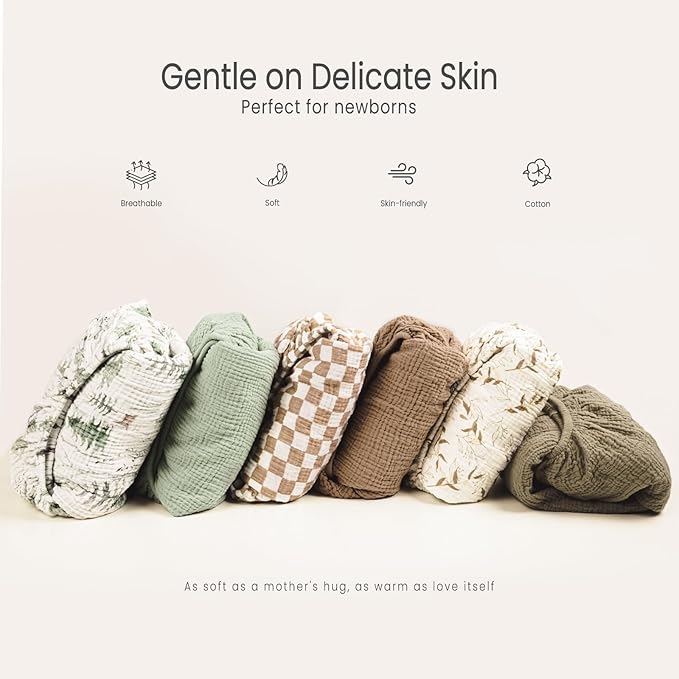 lulumoon Fitted Crib Sheets 2-Pack: Soft Muslin Cotton for Standard Crib - Boho Forest Print for Baby Boys Girls Nursery Bedding & Gift