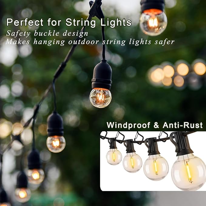 110 PCS Q-Hanger Hooks for String Lights, Ceiling Hangers for Plants & Wind Chimes, Christmas Decorations Outdoor Hooks (Square Hanger) Black