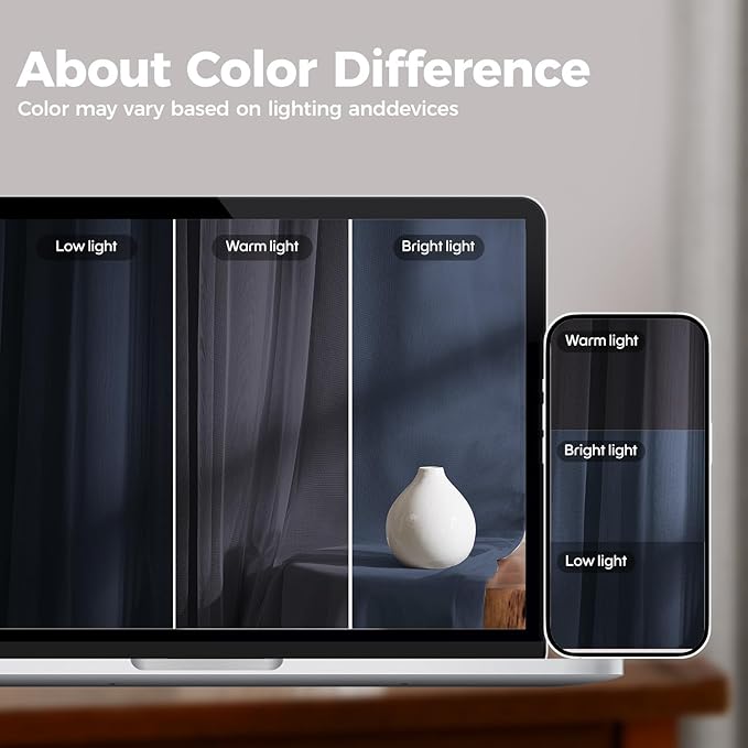 100% Blackout Curtains for Bedroom, Double Layer Navy Blue Curtains, Black Out Curtain 84 inch long With Sheer Overlay for Living Room, Room Darkening Window Drapes with Grommet, 52"W x 84"L