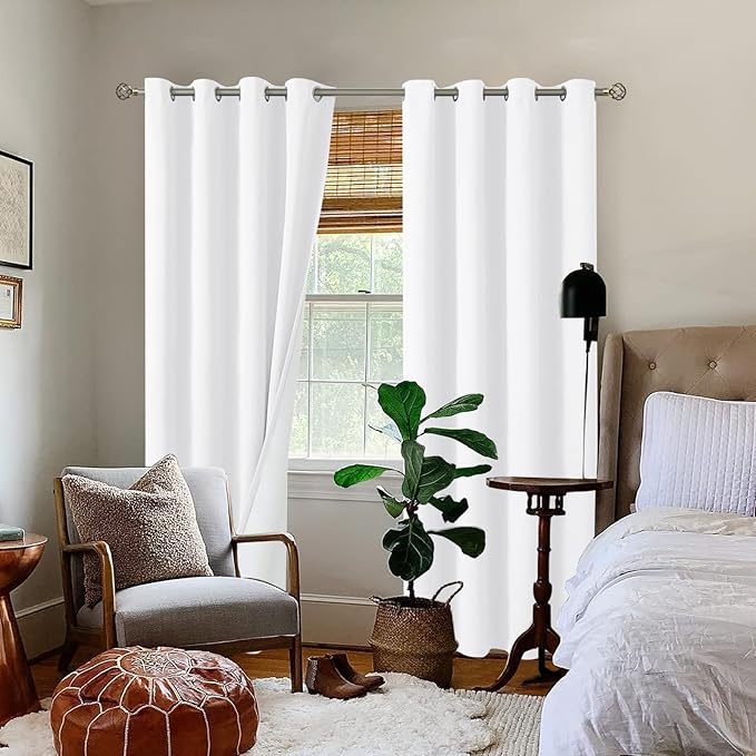 BGment White Blackout Curtains for Bedroom 84 Inch Long, Extra Wide Thermal Insulated Full Light Blocking Room Darkening Soundproof Privacy Grommet Window Curtains, 2 Panels, Each Panel 60 Inch Wide