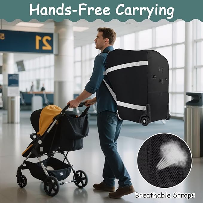 Infant Car Seat Travel Bag Backpack for Airplane, Fits Doona Car Seat Stroller and Base, Padded Carseat Cover for Air Travel, Nuna Pipa Car Seat Travel Bag with Wheels