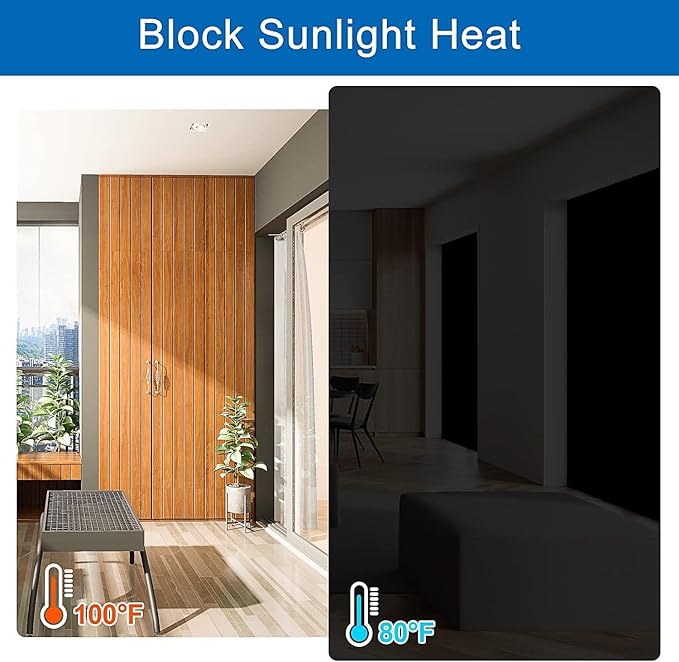 100% Blackout Curtain Window Cover for Bedroom 57x79Inch,No Drill Magnetic Blackout Blinds,DIY Cut Black Out Curtains for Nursery Bedroom,Media Room RV with Hook Loop Tape+Magnet Closure