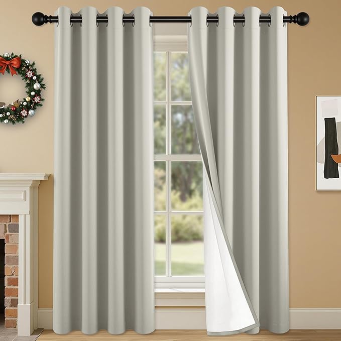 100% Blackout Curtains 84 Inch Length for Bedroom Living Room, Grommet Thermal Insulated Room Darkening Drapes, Light Blocking Window Treatment Decor, 2 Panels, 54x84, Silver Grey
