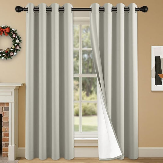 100% Blackout Curtains 84 Inch Length for Bedroom Living Room, Grommet Thermal Insulated Room Darkening Drapes, Light Blocking Window Treatment Decor, 2 Panels, 54x84, Silver Grey