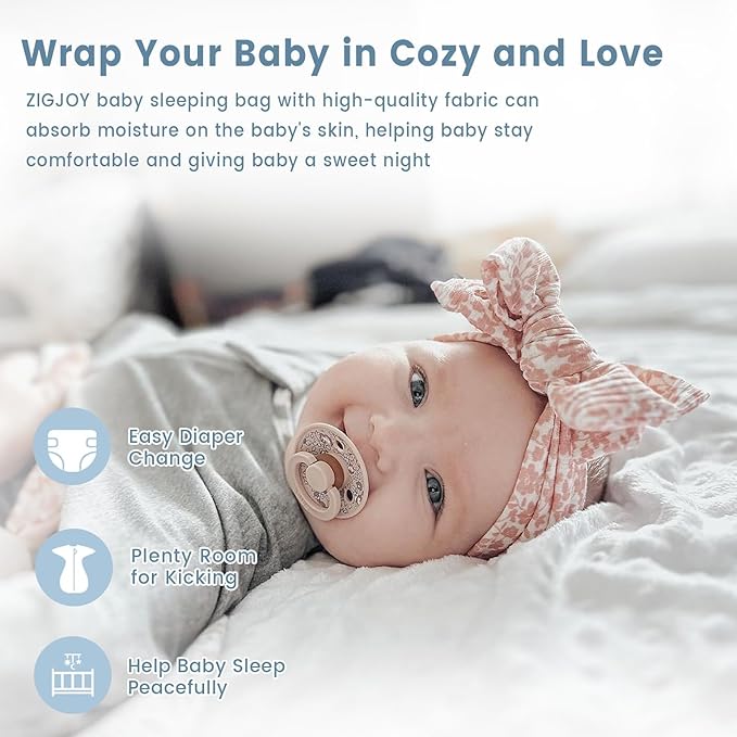 ZIGJOY Shark-Fin Transitional Swaddle for Newborn - 0.5 Tog Rayon Made from Bamboo Transition Swaddle Sleep Sack 6-12 Months Baby Arms Up Swaddle Blanket with 2-Way Zipper, Green&Grey