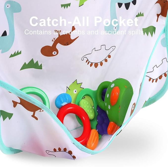 Accmor 4 Pack Long Sleeve Bibs, Baby Smock Waterproof Sleeved Bib Smock for Baby Toddler 6-36 Months