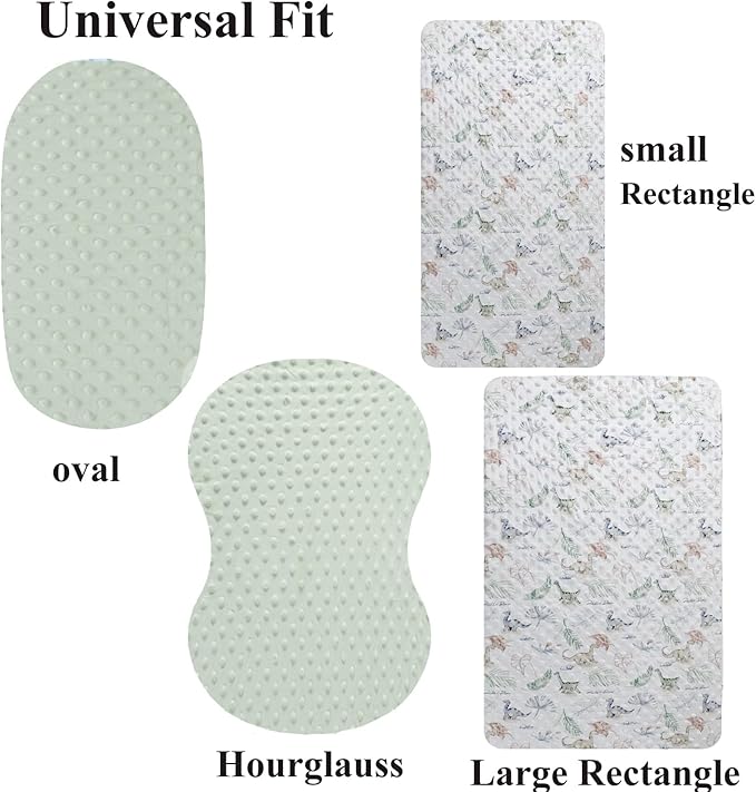 Dot Bassinet Sheet Set 2 Pack Stretch Fitted Bedside Sleeper Bassinet Sheets Sheets,Ultra Soft, for Baby Girls and Boys Light Green Dinosaur
