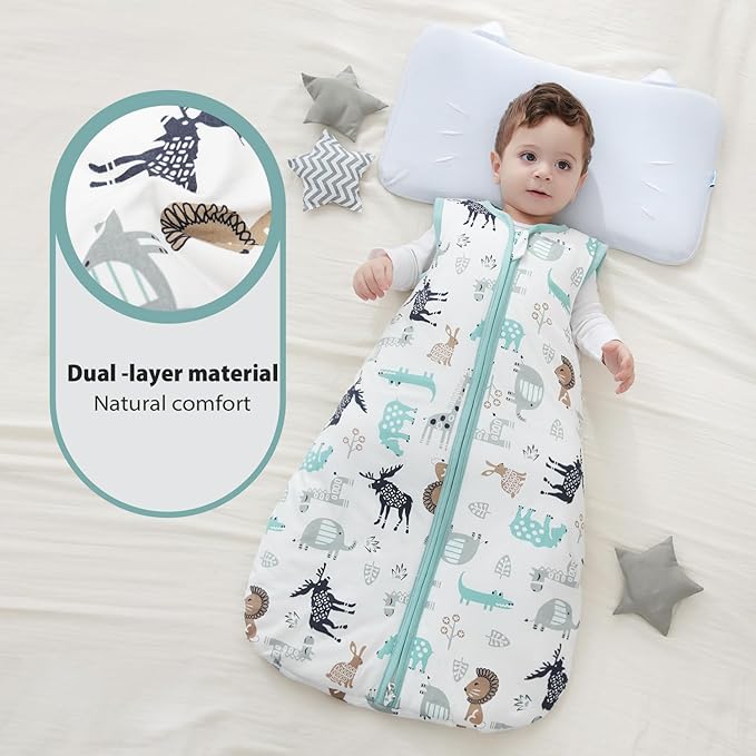 Mosebears Sleep Sack Baby Winter Wearable Blanket with 2-Way Zipper,2.5 TOG Cotton Sleep Sack Unisex (Deer, 12-18 Months)