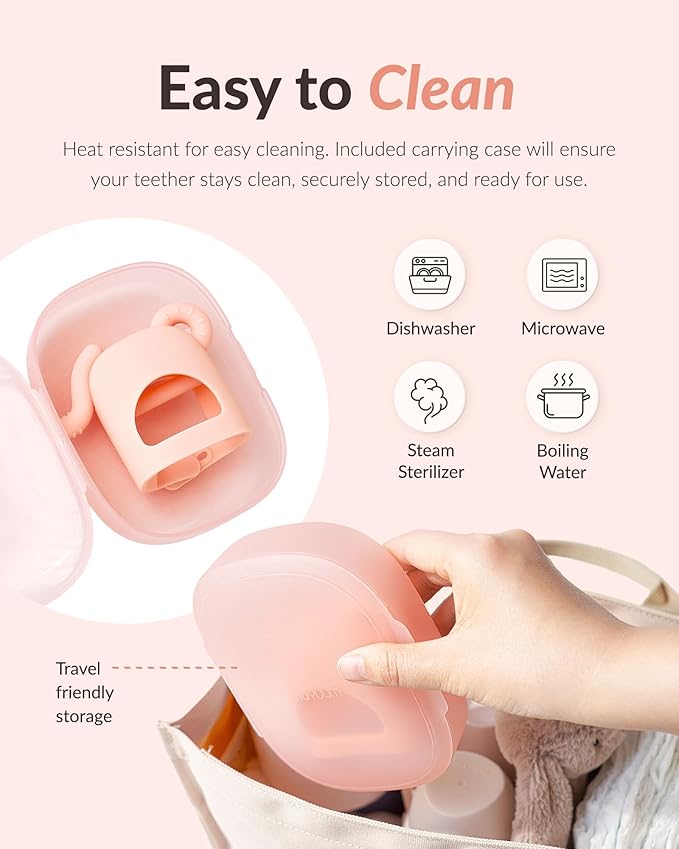 Moyuum Silicone Elephant Grip Hand Teether Toy | Made in Korea, Provides Teething Relief, Wearable Teether is Easy to Hold, Drop Resistant with Adjustable Wrist Strap, Babies 3+ Months, Yellow