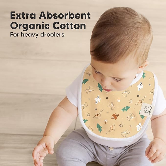 8-Pack Organic Baby Bibs for Boys, Girls - Soft Cotton Drooling and Teething Bibs for Baby Girl & Boy, Extra Absorbent, Easy To Clean & Put On for Toddler, Newborn, Infant 0-24 Months (Mesozoic)
