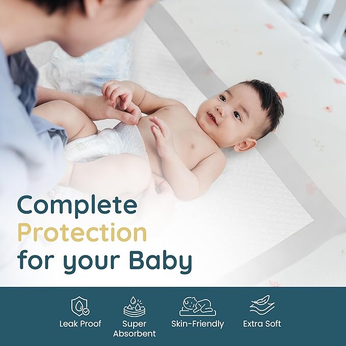 Reli. Premium XL Disposable Baby Changing Pad Liners | XL 24" x 18" | 110 Pack | Super Absorbent, Soft, Leak-Proof, Waterproof, Quick Dry | Carry on The Go for Quick Diaper Changes (White)