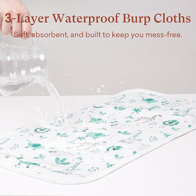 littogoose Premium 8-Pack Waterproof Baby Burp Cloths, Extra Large 13"X26" Soft Absorbent Burping Clothes for Newborns and Infants, Baby Shower Boys Girls