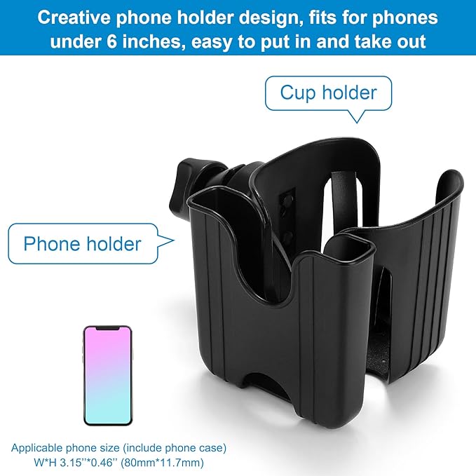 Accmor Universal Cup Holder, Stroller Cup Holder, 360° Rotatable Large Caliber Designed Bottle Phone Holder for Stroller, Bike, Wheelchair, Walker, Scooter