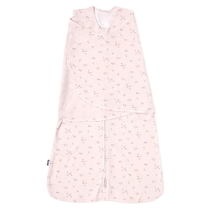 HALO 100% Cotton Sleepsack Swaddle, 3-Way Adjustable Wearable Blanket, TOG 1.5, Pink Floral, Newborn, 0-3 Months