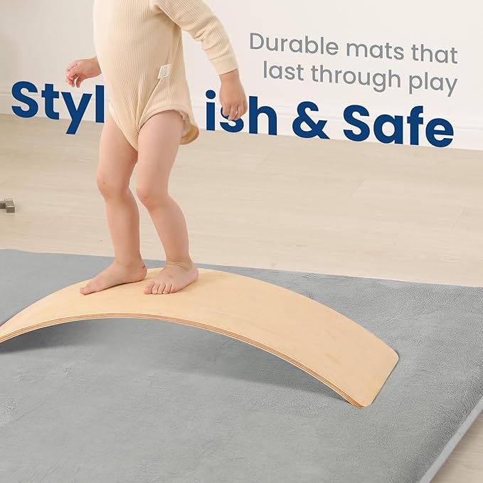 Baby Play Mat for Floor,Extra Large 59"×71" Playpen Mat for Tummy Time,Thicker Padded Elasti Foam Activity Mats for Toddler,Infant,Kids,Water Repellent Ultra Soft Velvet,Non-Slip Backing Safe for Crawling,Nursery & Playroom(Light Grey)