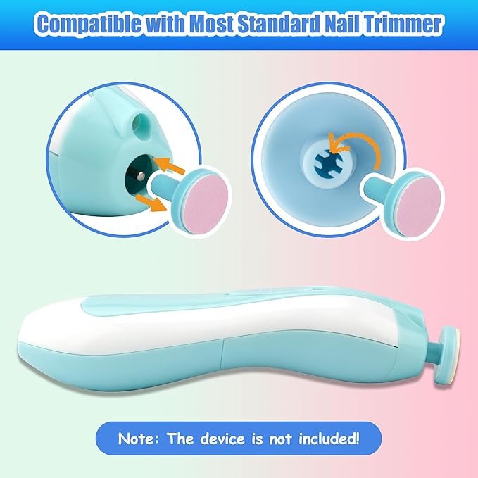 12 Pieces Baby Nail File Pads Nail Trimmer Replacement Pads Electric Baby Nail Grinding Heads for Standard Electric Kid Nail Trimmer Suits to Newborn Infant Toddler (Pink)