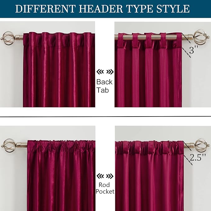 PRIMROSE Red Curtains 84 inch for Living Room Velvet Drapes Blackout Rod Pocket Back Tab Window Treatment Semi Room Darkening Decor Curtains for Bedroom Set of 2 Panels