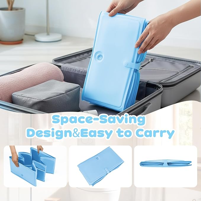 Collapsible Baby Bathtub for Shower,Reinforced Structure Infant Foldable Bath Tub with Non-Slip Base,Portable Space-Saving Kids Bath Tub for 6M to 4Years,Suitable for Outdoor, Travel Use(Blue)