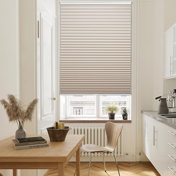 MYshade Cordless Blackout Cellular Shades, 1.5" Honeycomb Window Blinds for Bedroom & Nursery, Thermal Insulated, Noise Reducing, Privacy Shades, Inside or Outside Mount (25" W x 50" H, Beige)