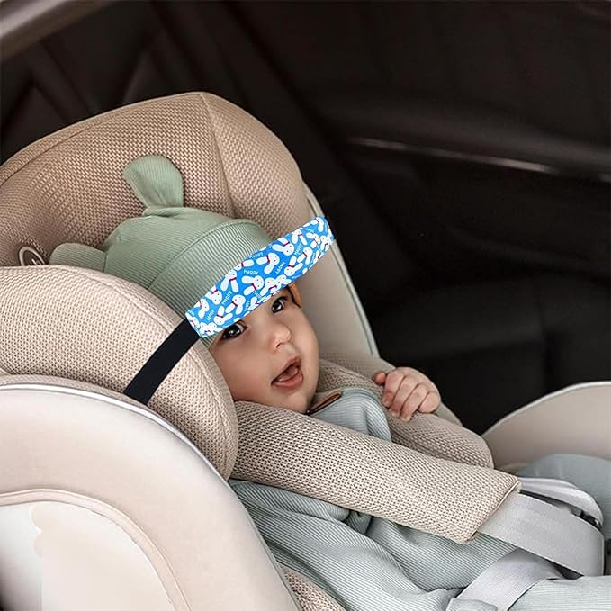 2 Pcs Baby Head Support for Car Seat, Carseat Head Support for Infant Toddler Kids Children Stroller Seat Neck Relief Head Band Sleeping Traveling (Rabbits and Elephants)