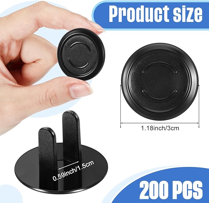 Thyle 200 Pcs Outlet Covers Bulk Child Baby Proofing Plug Covers for Electrical Outlets Easy Install Socket Sturdy Safe Secure Baby Proofing Kit for Home Office Bulk(Black)
