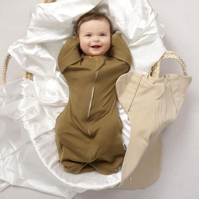 MEXXI Swaddle Baby Sleep Sack With Arms Up, 2 Pack Baby Transitional Swaddle with Double Zipper,0.5 TOG
