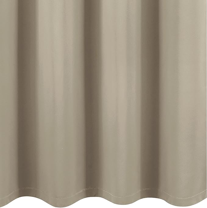 LEMOMO 100% Blackout Curtains 52 x 72 Inch/Beige Curtains 2 Panels with Black Lining Room Darkening Thermal Insulated Bedroom Curtains