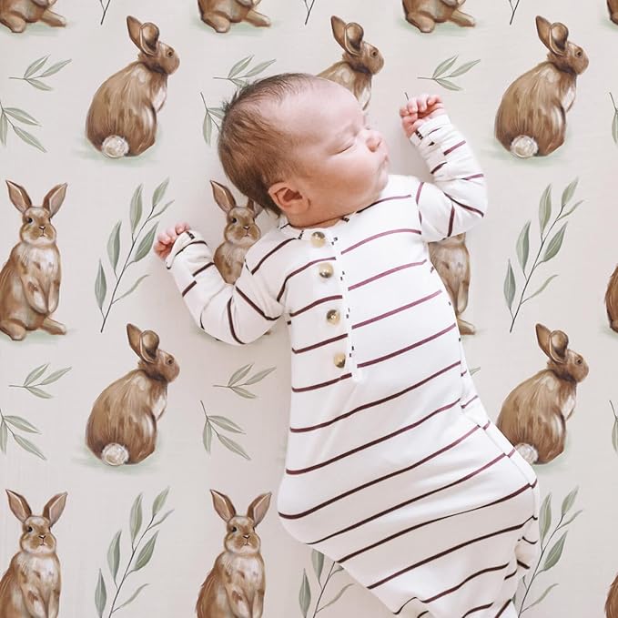 Stretch Fitted Bassinet Sheet Set BROLEX 2 Pack Cradle Sheets for Bassinet Pad/Mattress,Unisex Boys Girls,Ultra Soft,Bunny Nuts