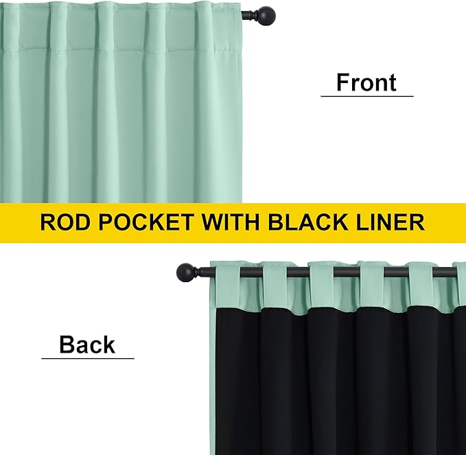 NICETOWN Aqua Blue 100% Blackout Curtains, 2 Panels 52x84 Inches, Thermal Insulated Energy Efficient Window Draperies for Bedroom & Living Room, Shading Drapes for Light Sleepers, Rod Pocket Back Tab