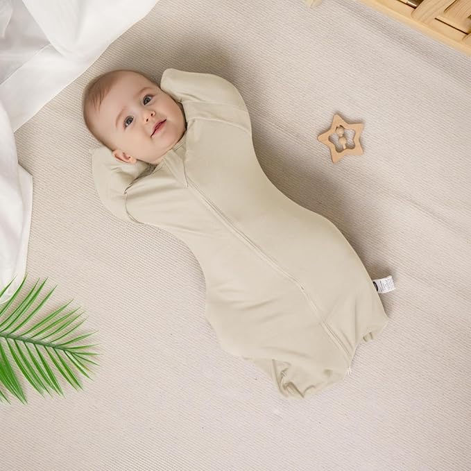 MEXXI Swaddle Baby Sleep Sack With Arms Up, 2 Pack Baby Transitional Swaddle with Double Zipper, 0.5 TOG, 13-19 lbs, M