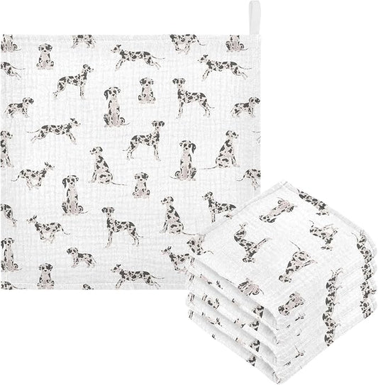 vvfelixl Baby Cotton Washcloths Great Dane Dog Infants Bath Towel for Unisex Face Towels for Newborn, Natural Baby Wipes Delicate Skin, 11.8 X 11.8 inch, one sizex5