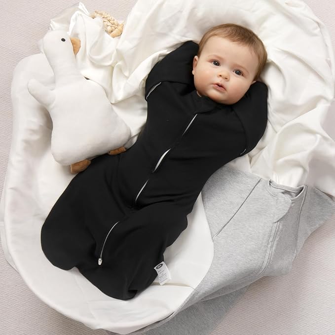 MEXXI Swaddle Baby Sleep Sack With Arms Up, 2 Pack Baby Transitional Swaddle with Double Zipper,0.5 TOG